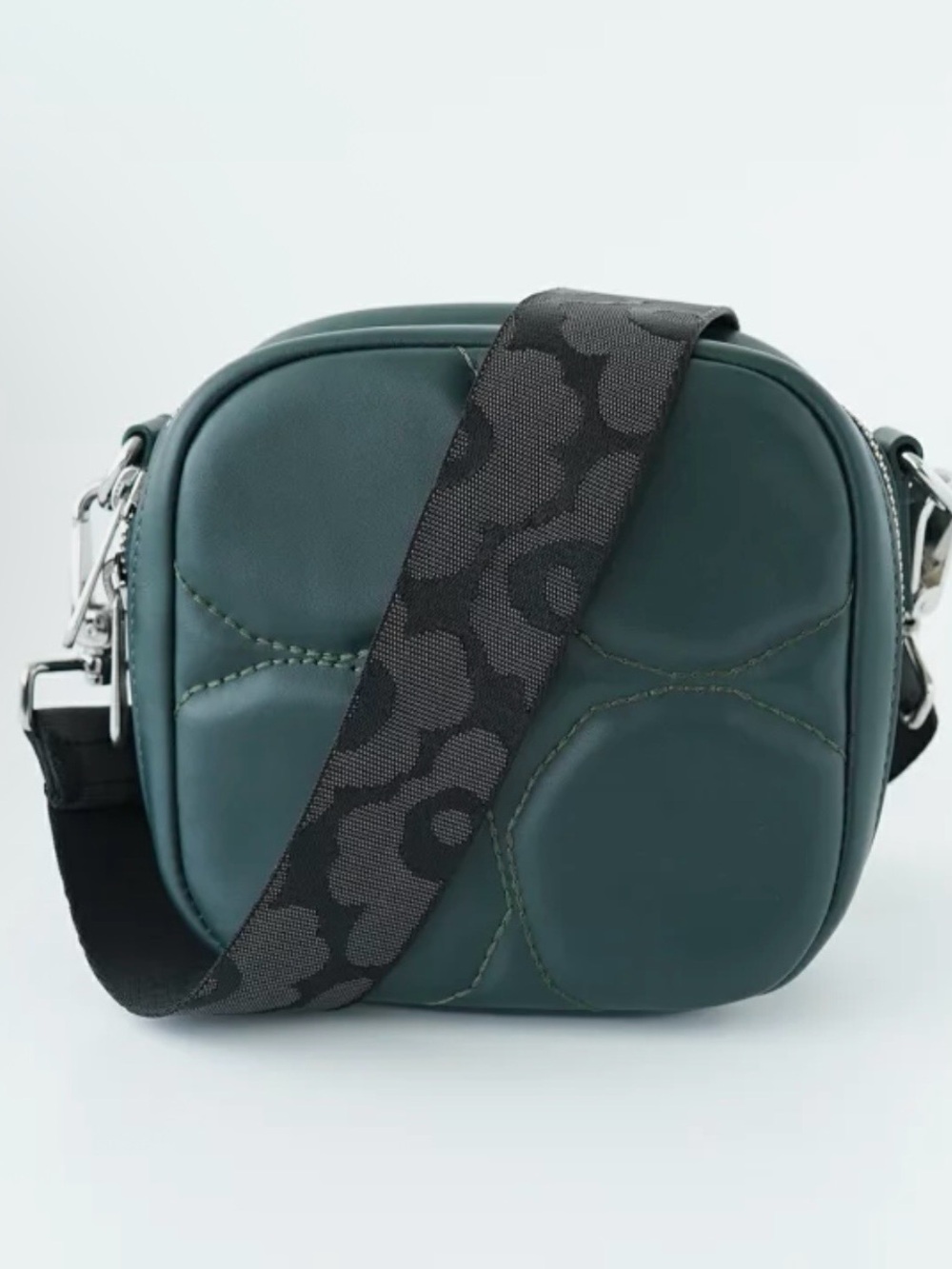 Marimekko Forest Green Quilted Mini Crossbody w/ Patterned Strap- excellence - Picture 16 of 16